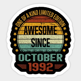 30 Year Old Awesome Since October 1992 Gift 30th Birthday Sticker